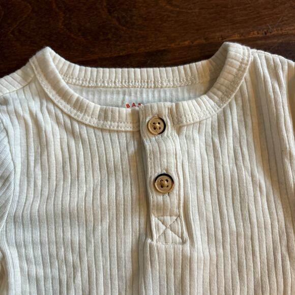 Cat and Jack Boys 6-9 Months Henley Bodysuit Cream Modal Ribbed Long Sleeve - Picture 2 of 5